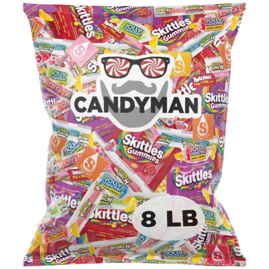 CANDYMAN Assorted Candy Variety Pack 8lbs of Bulk Individually Wrapped Pinata Stuffers