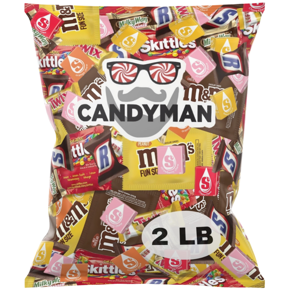 CANDYMAN Bulk Assorted Candy Variety Pack, Individually Wrapped Chocolate & Candy, 2lb Party Bag for Holidays, Office Snacks & Gifting