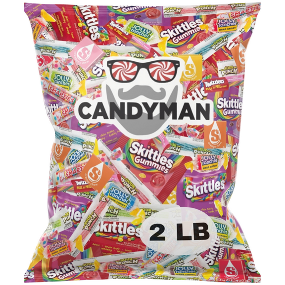 CANDYMAN Party Mix 2 lb Bulk Candy Assortment Individually Wrapped Fun Size Snack Bag for Parties, Piatas, Classroom, Holidays
