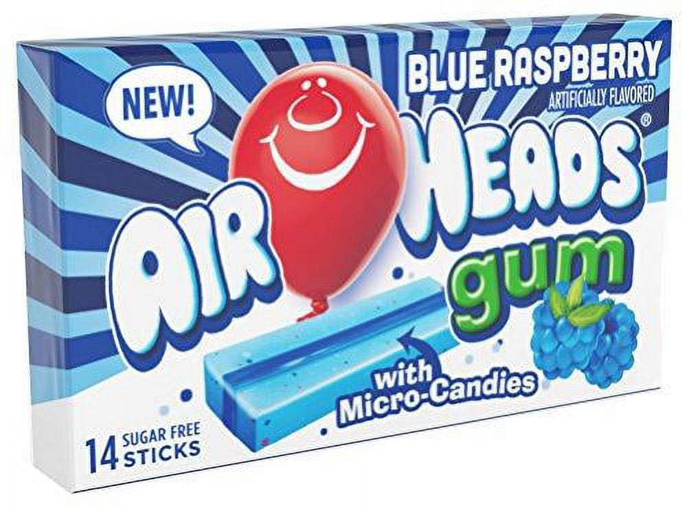 CANDYRUS Airheads Candy Sugar-Free Chewing Gum with Xylitol, Blue  Raspberry, Non Melting Easter Basket Candy, 14 Stick Pack (Bulk Pack of 12)  