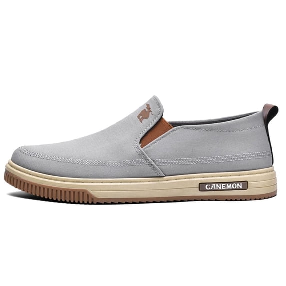 CANEMON Men's Canvas Slip-On Loafers, LY553, Grey, US 8