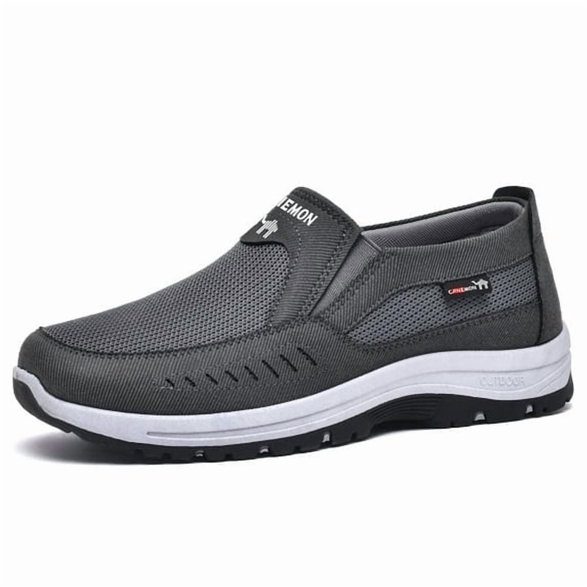 CANEMON Men's Slip-on Mesh Walking Shoes, Breathable Comfortable Casual Outdoor Hiking Sneakers