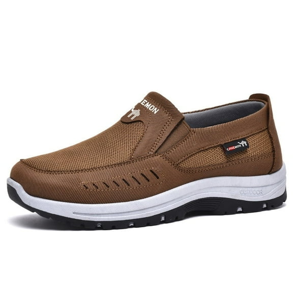 CANEMON Men's Slip-on Mesh Walking Shoes, Breathable Comfortable Casual Outdoor Hiking Sneakers