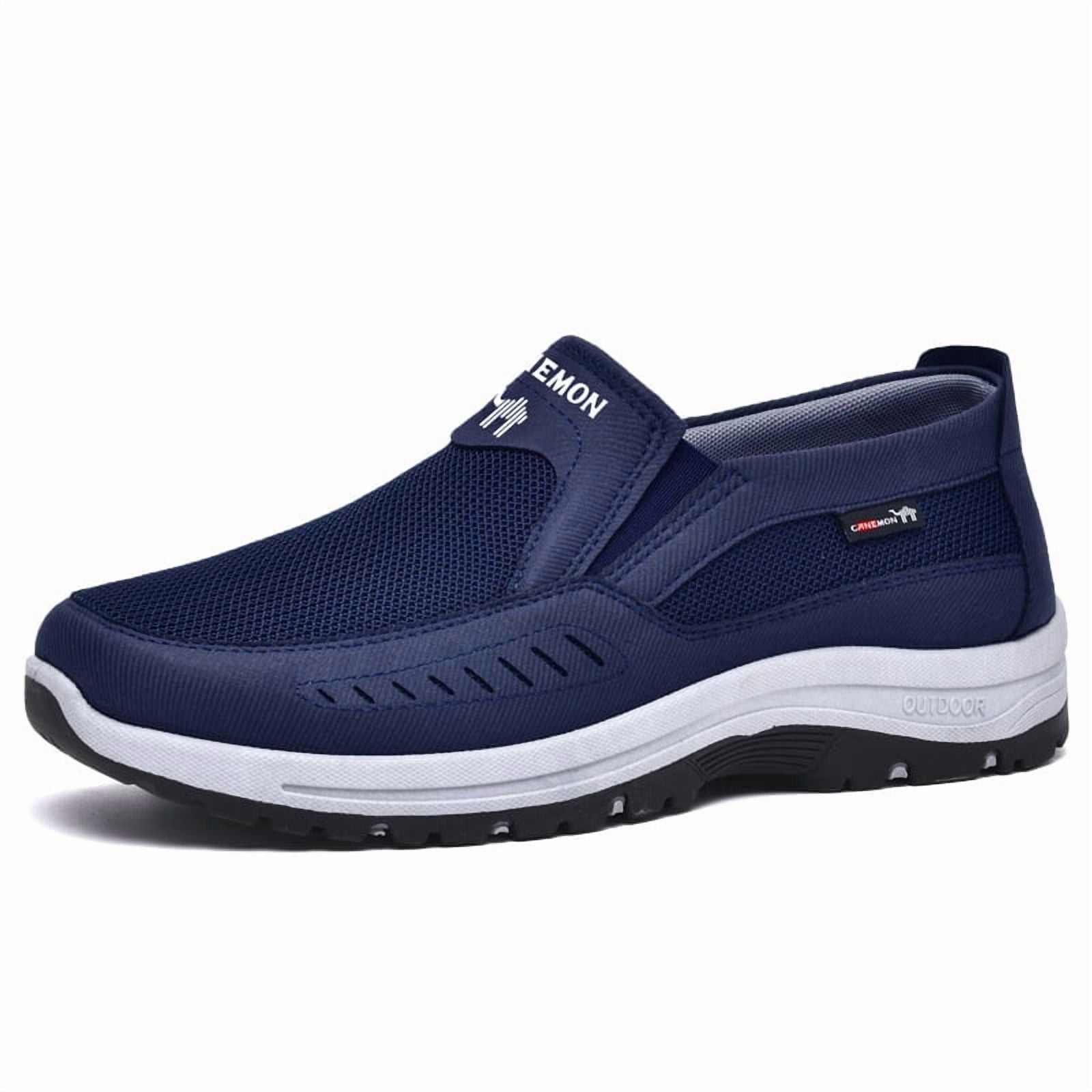 CANEMON Men's Slip-on Mesh Walking Shoes, Breathable Comfortable Casual Outdoor Hiking Sneakers