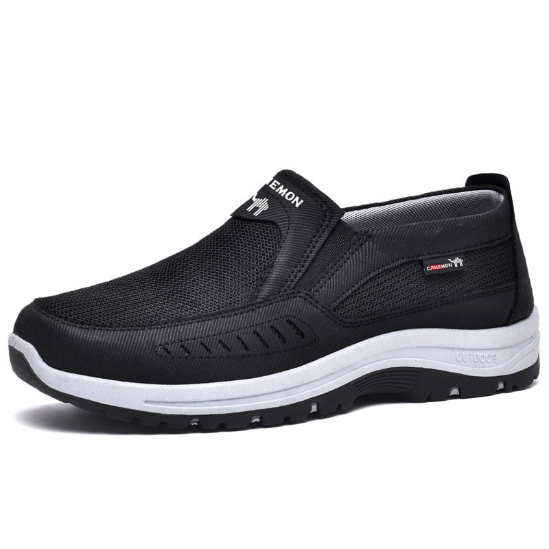 CANEMON Men's Slip-on Mesh Walking Shoes, Breathable Comfortable Casual Outdoor Hiking Sneakers