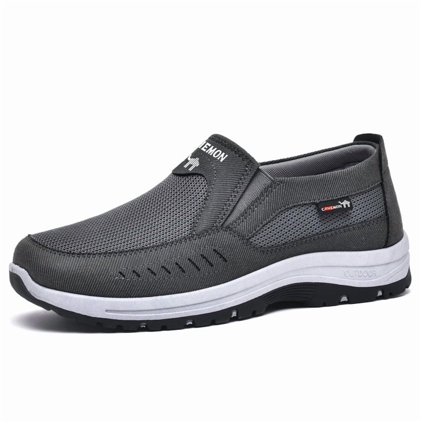 CANEMON Men's Slip-on Mesh Walking Shoes, Breathable Comfortable Casual Outdoor Hiking Sneakers