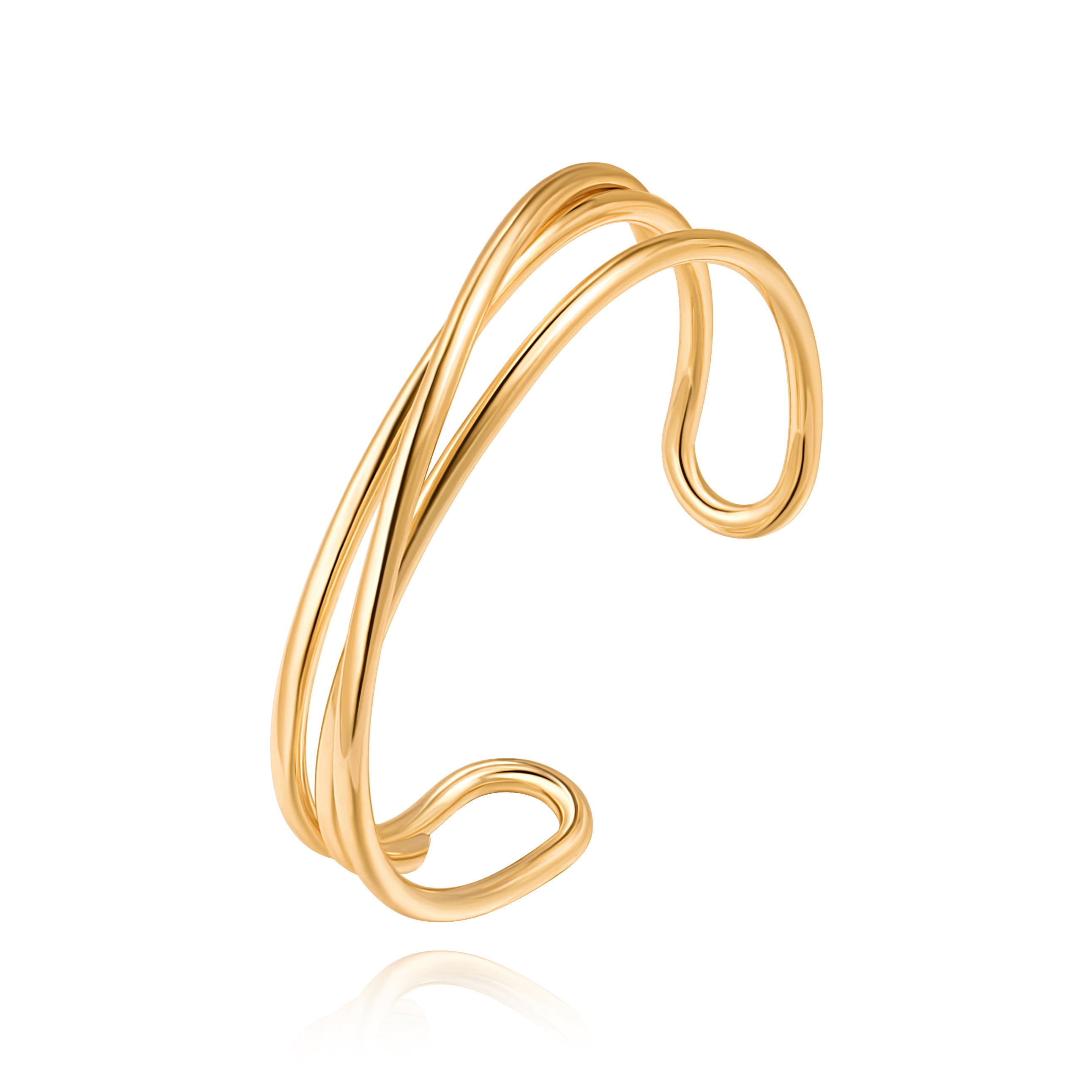 CANEVINKA Bracciale Dichiarativo a Cuffia Martellata in Oro, Bracciale