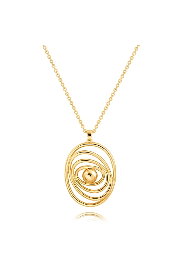 18K Gold Plated Evil Eye Oval Pendant Necklace Long Chain Link Sweater Necklace Layering Jewelry for Women