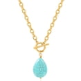 thumbnail image 1 of CANEVINKA 18K Gold Plated Turquoise Teardrop Pendant Necklace Statement Oval Link Chain Necklace Handmade Jewelry for Women, 1 of 7