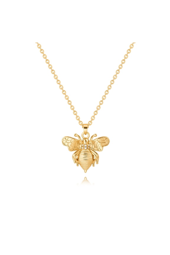 18K Gold Plated Whimsical Critters Bee Pendant Necklace for Women 18 Inch Chain Adjustable Dainty Layered Necklaces for Women Jewelry