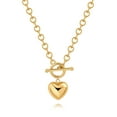 thumbnail image 1 of CANEVINKA Dainty 18K Gold Plated Plain Heart Pendant Necklace Chunky Link Chain for Women Toggle Clasp Necklace Layered Jewelry, 1 of 6