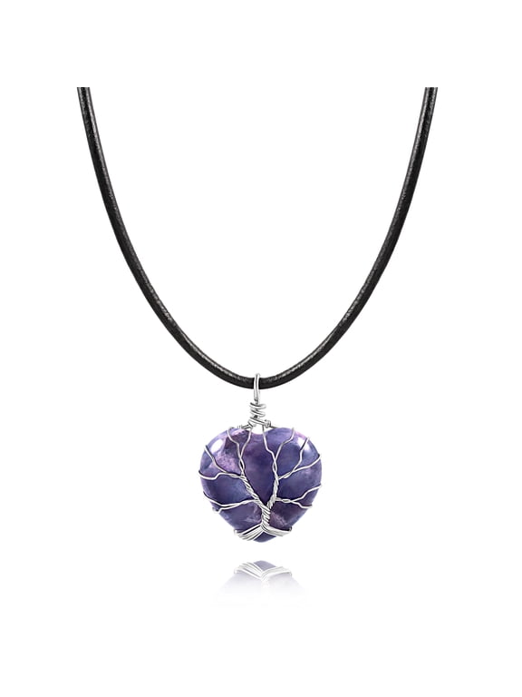 Purple Heart Crystal Necklace Birthday Stone for Women Bringing Good Luck Mysterious Necklace Amethyst Pendant Necklace Mysterious Spiritual Necklace a Good Gift For Women