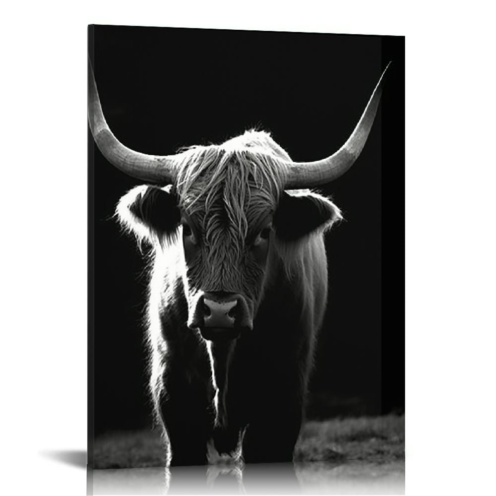 CANFLASHION Black and White Animals Wall Art Prints Animal Pictures Cow