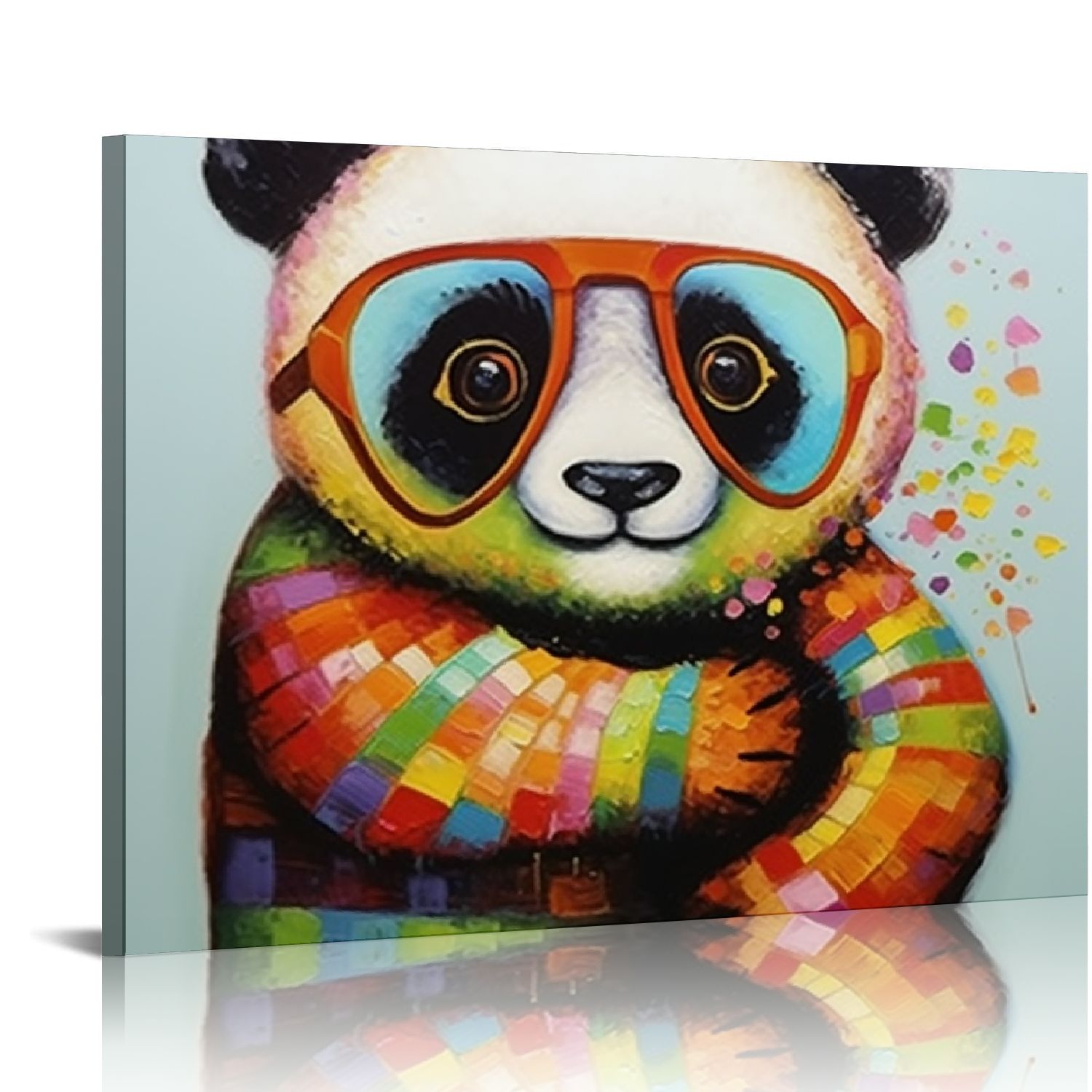 CANFLASHION Colorful Cartoon Animal Wall Art Canvas Print Funny Cute