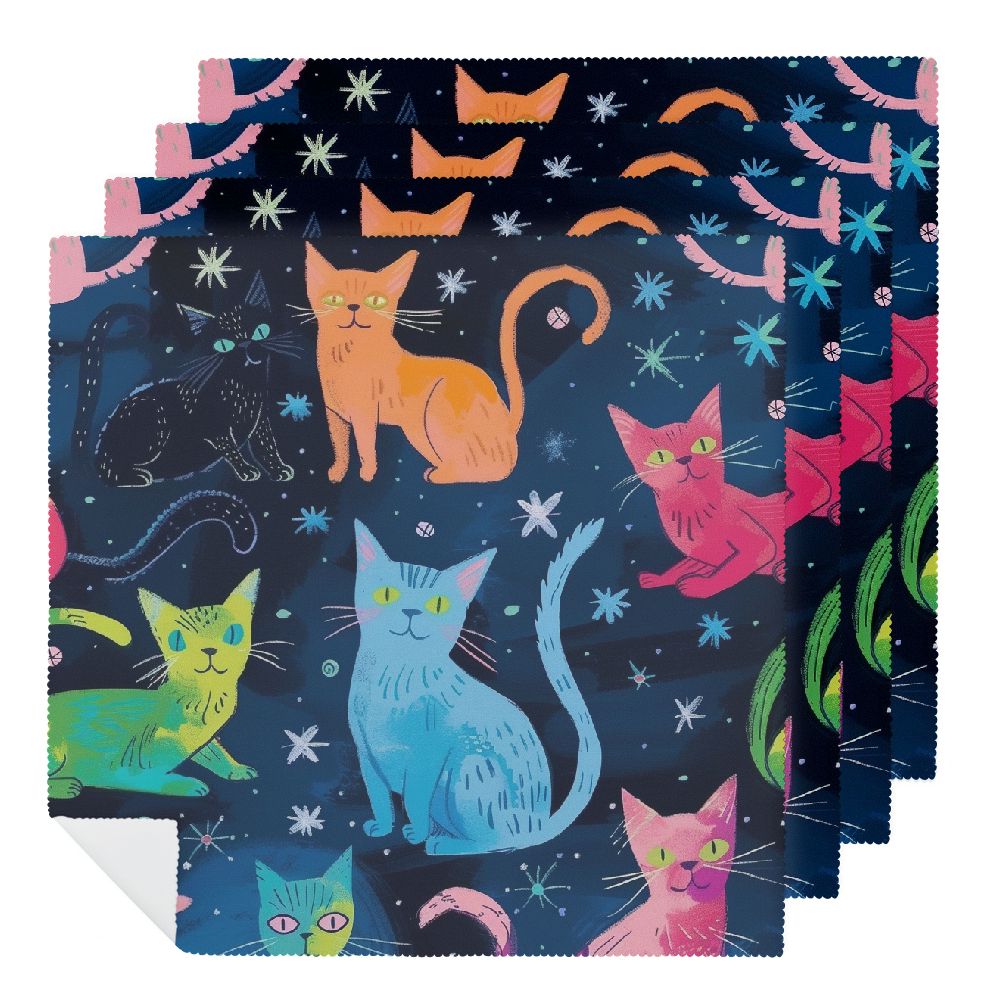 CANFLASHION Cute Cat Cloth Napkins, Reusable Machine Washable Fabric