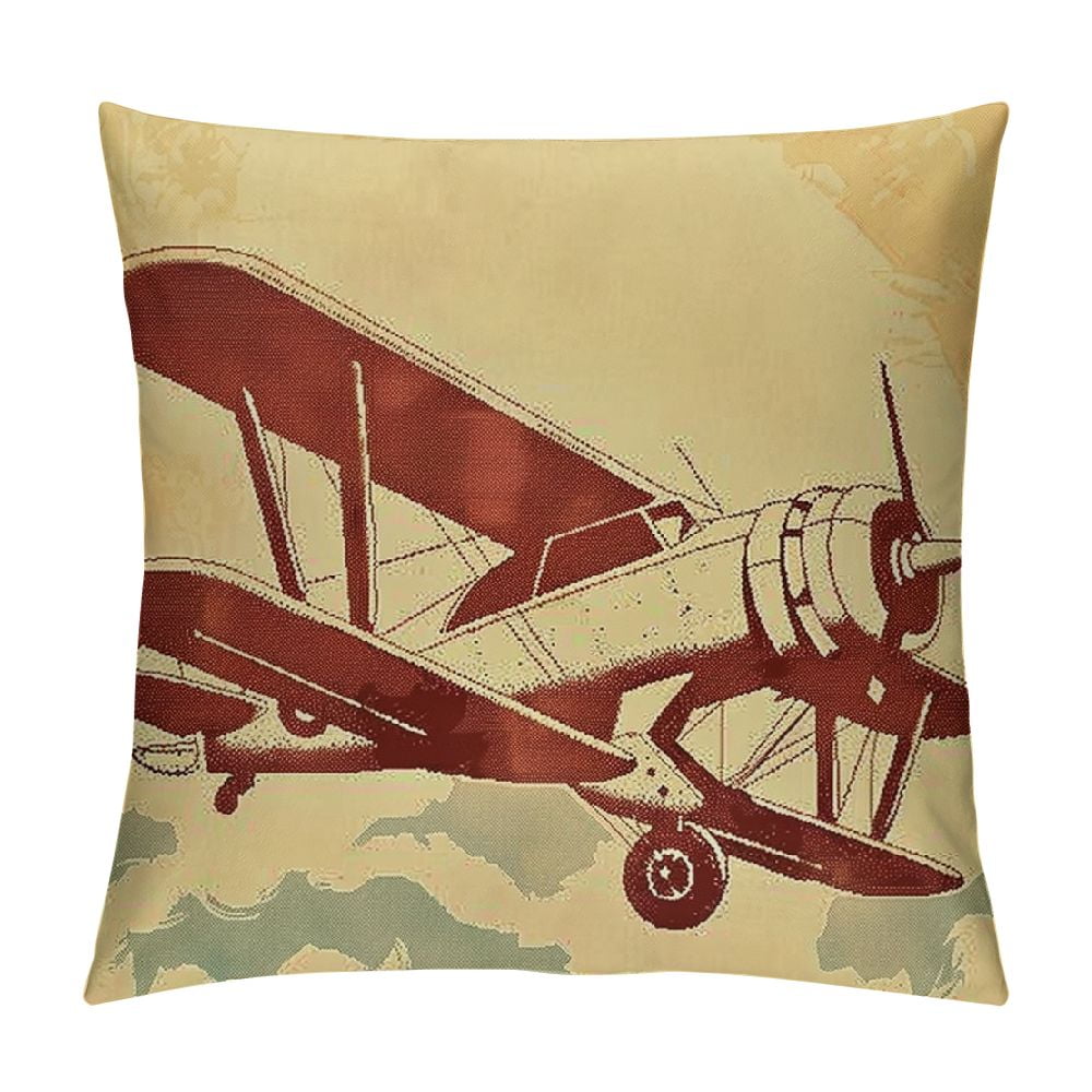 CANFLASHION Decorative Pillow Cover Soft Plane Propeller Scratch