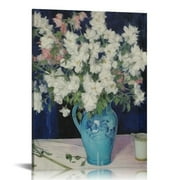 CANFLASHION Dusty Blue Flower Market Canvas Wall Art, Abstract Floral Figure Wall Pictures Dorm Decor Aesthetic, Vintage Neutral Decor, Matisse,Van Gogh,Monet Master Canvas Paintings Artwork