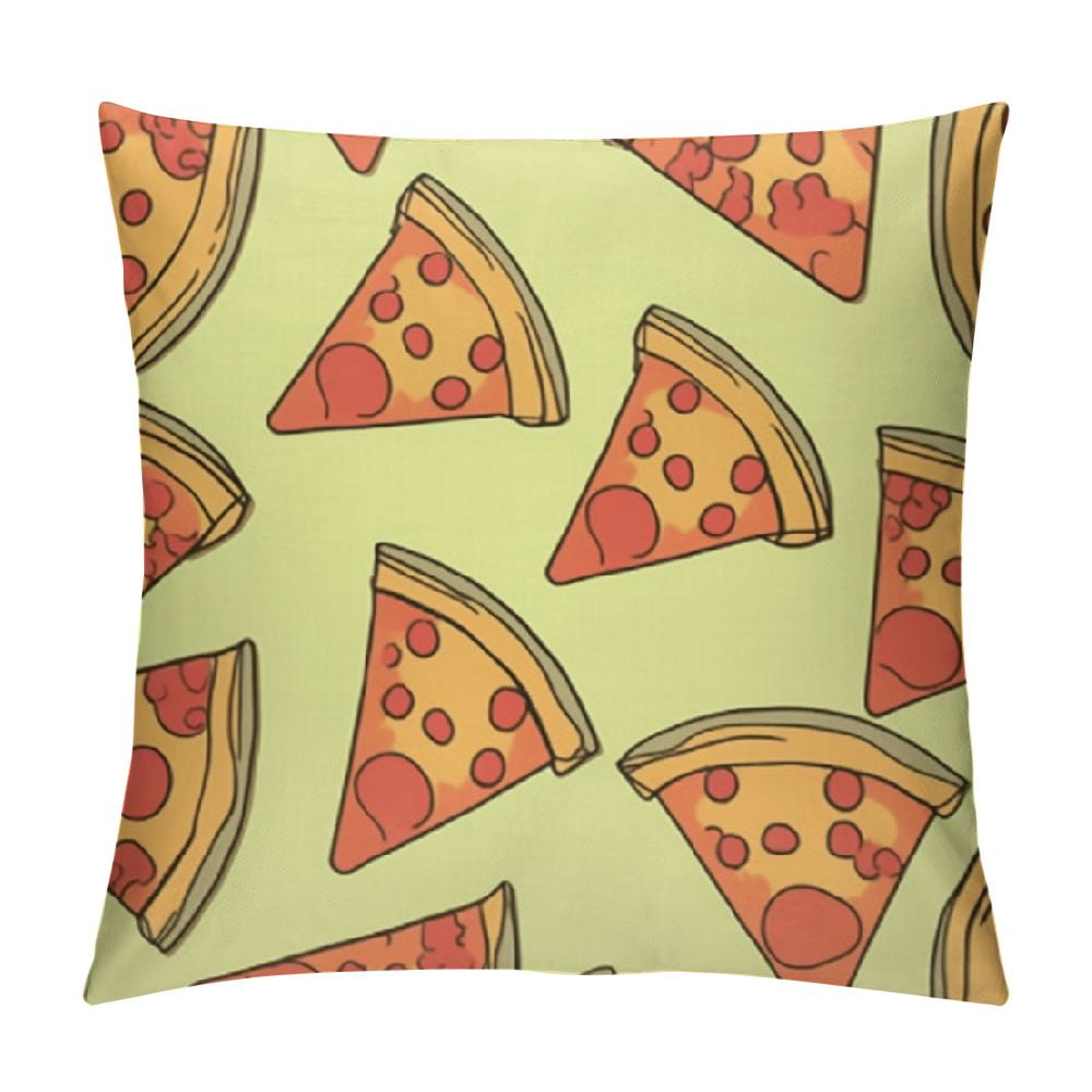 CANFLASHION Funny Pizzas Pattern Pillow Covers, Corduroy Pillow Cover