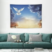 CANFLASHION  Hanging Wall Tapestry Holy Spirit Bird Flies in Skies Bright from Heaven White Love Peace Sky Descends Living Room Tapestry Hanging Tapestry Tapestry Wall