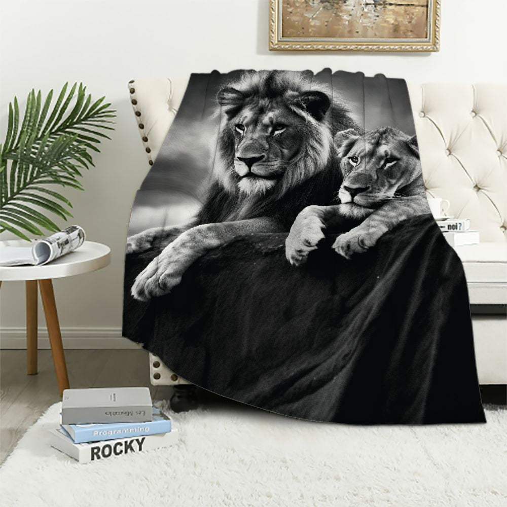 CANFLASHION Lions and Lioness Throw Blanket Gifts for Adult Women Men