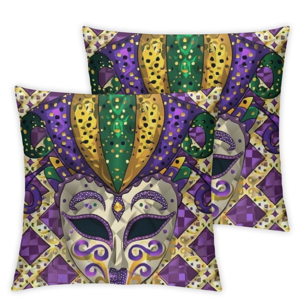 CANFLASHION Mardi Gras Pillow Covers Beautiful Yellow Purple Green