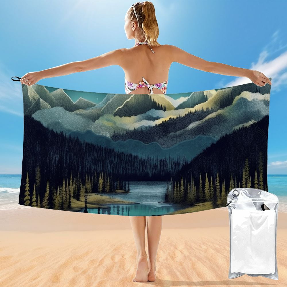CANFLASHION Mountain Lake Trees Quick Dry Bath Towel 27.5x55in Ultra ...