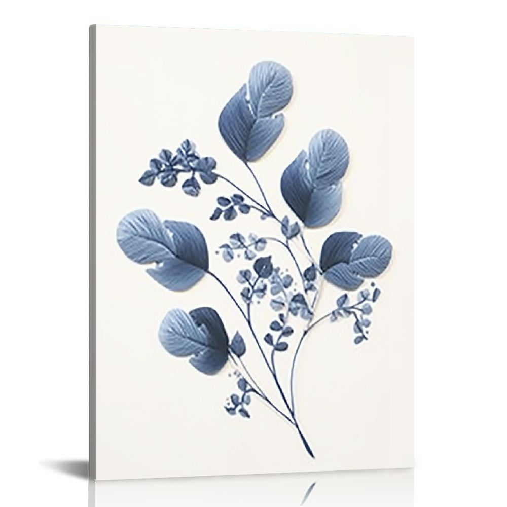 CANFLASHION Navy Blue Botanical Wall Art Set of 6, Minimalist Abstract