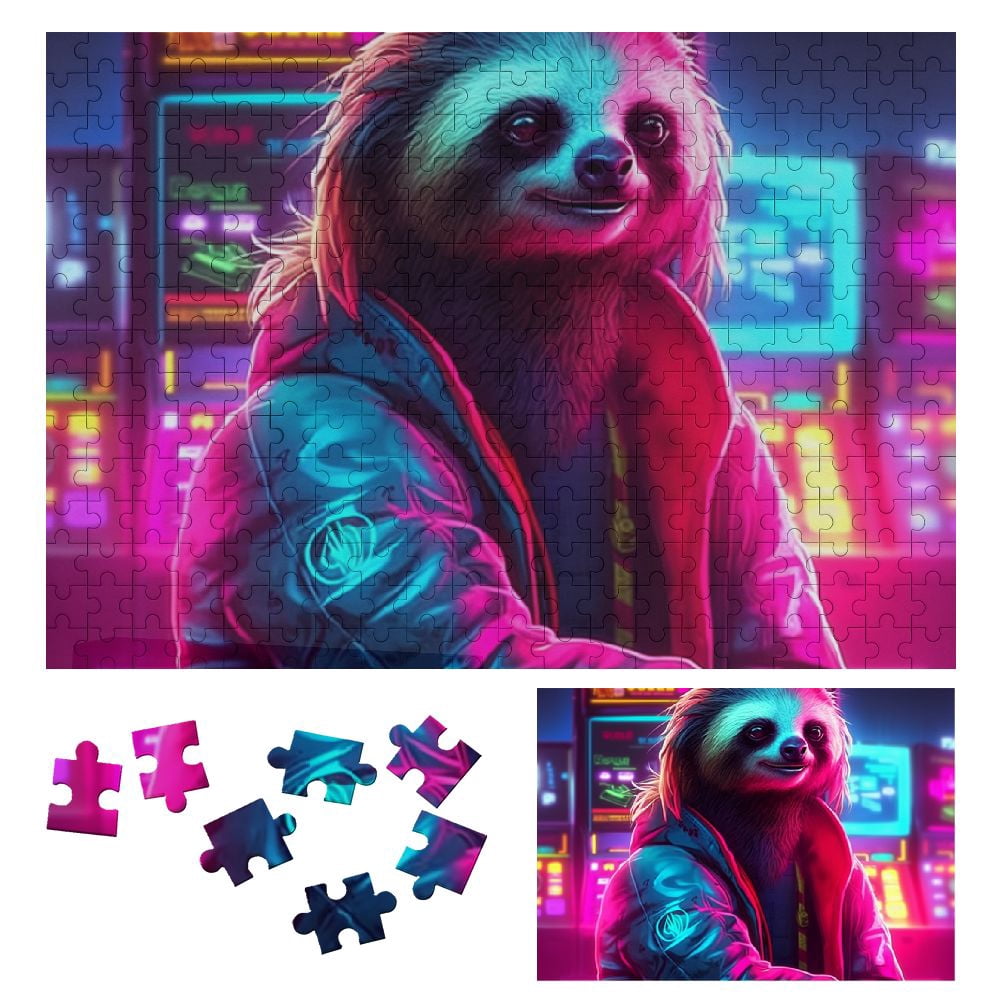 CANFLASHION Neon Lights Cyberpunk Wooden Puzzle for Adults and Kids 300 ...