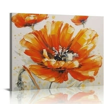 CANFLASHION  - Orange Poppies, Flower Canvas Wall Art Home Decor,Framed Ready to Hang