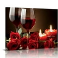 thumbnail image 1 of CANFLASHION  Red Wine Canvas Wall Art Rose Flowers Painting Pictures Artwork Poster Framed Prints for Kitchen Dining Bar Hotel Home, 1 of 4