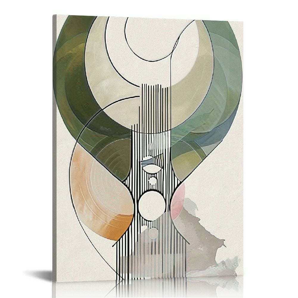 CANFLASHION Sage Green Framed Wall Art, Minimalist Boho Wall Art Decor