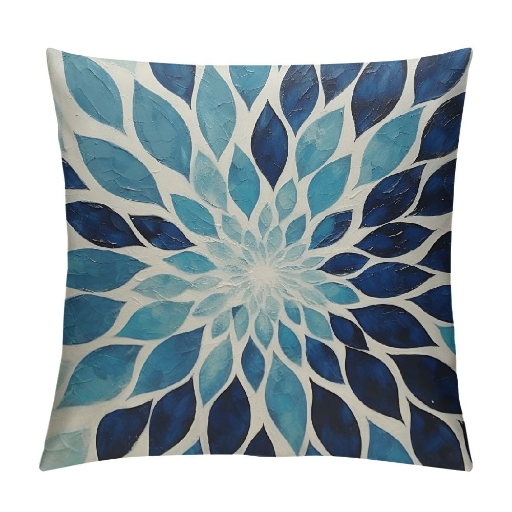 CANFLASHION Spring Teal Dahlia Pillow Covers Navy Blue Teal Floral