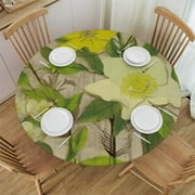 CANFLASHION Tablecloth Delicate Provincial Floral Design Jasmine Flowers Round Tablecloths For Circular Table Cover Table Cloth Polyester Small Table Covers Great For Buffet Table, Parties,