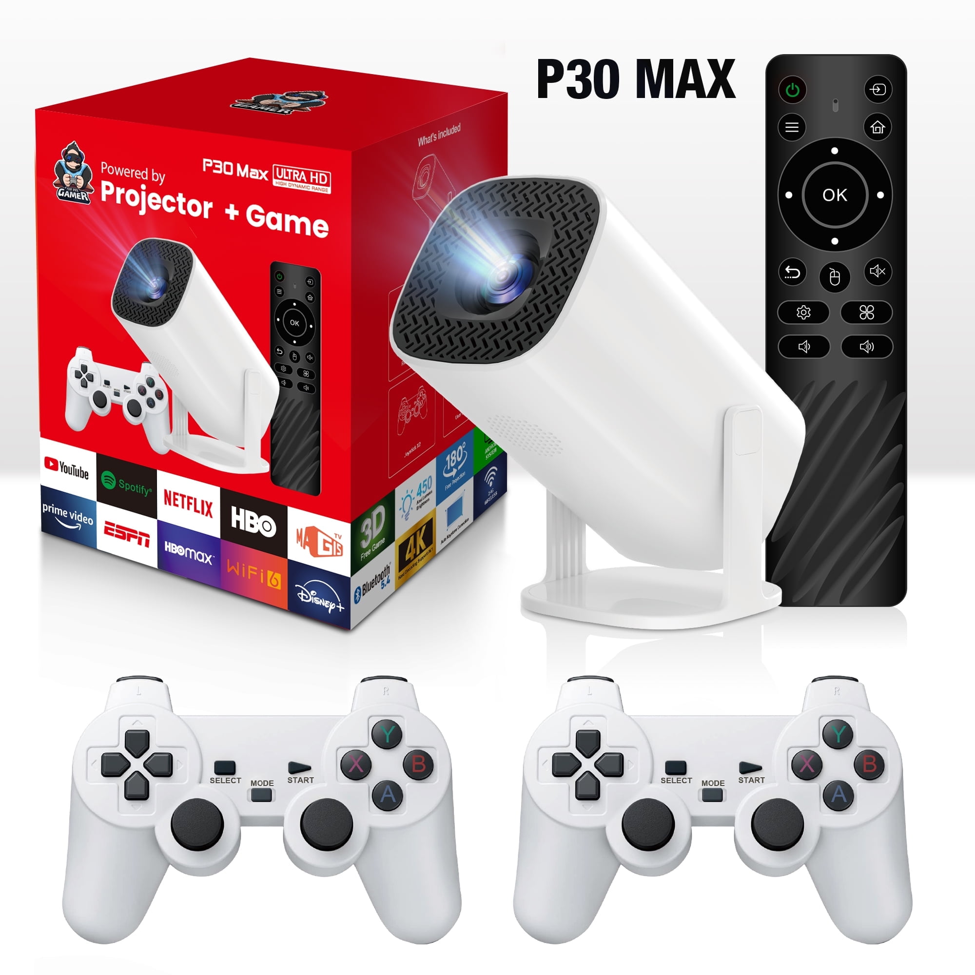CANGTEENER Mini Game Video Projector 4K/HD/3D Supported WiFi 6,  Android 11, Native resolution 1280*720P, Auto Keystone