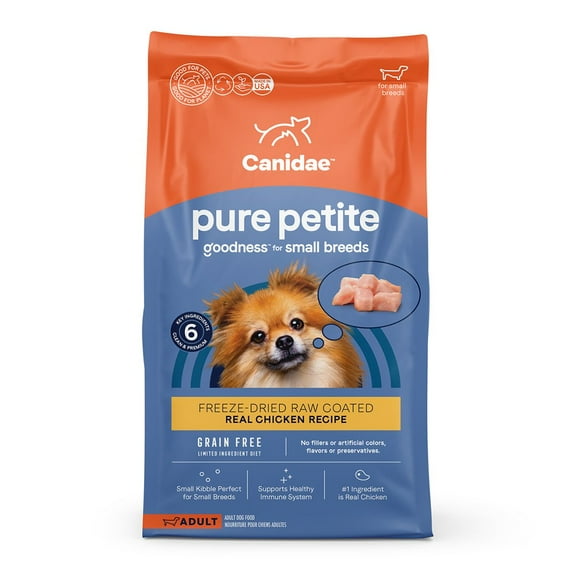 CANIDAE PURE Goodness Grain-Free LID Petite Small Breed Adult Coated Dry Dog Food Chicken 4lb