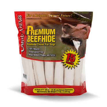 CANINE CHEWS 8-9" Retriever Rolls For Dog Chews | 100% Natural & Real Beef Hide For Dogs | Chews Rawhide Healthy Beef Roll For Dog Treats (Pack of 15)