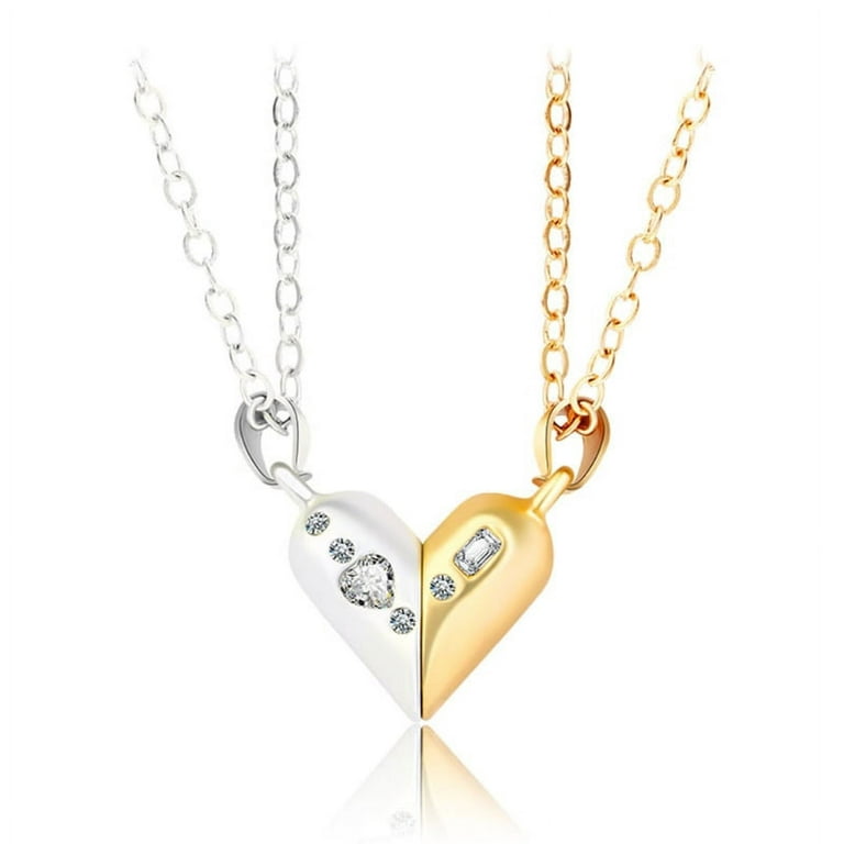 2Pieces Magnetic Heart Necklace for Couples Matching Necklaces Love Heart  Pendant Necklace for Couple Gifts Jewelry heart pendant necklace for women