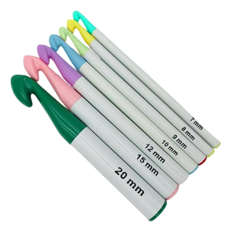 CANKER 7 Pieces Huge Plastic Handle Crochet Hooks Set Large Size 7mm-20mm  Colorful Sweater Knitting Needles Yarn Weave Sewing Crafts Tools  Accessories 