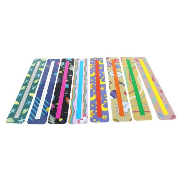 CANKER 8 Pieces Cute Guided Reading Strips for Students Reading Colorful Text Overlays