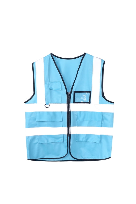 Hi-Vis Safety Vest With Zipper Reflective Jacket Security Waistcoat 5 Pockets