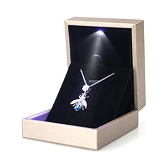 CANKER LED Light Jewelry Display Bracelet Necklace Wedding Engagement Ring Box Storage
