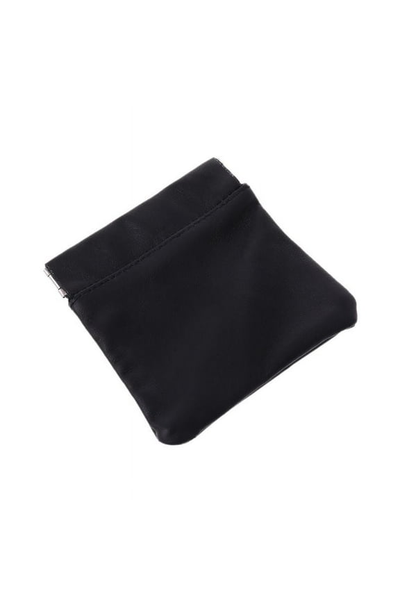 Men Ladies Genuine Leather Coin Pouch Snap Top Purse Strong Metal Spring Closure Small Change Bag