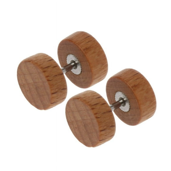 CANKER Natural Wood Screw Studs Earrings Fake Gauges Illusion Ear Piercing Plug Tunnel