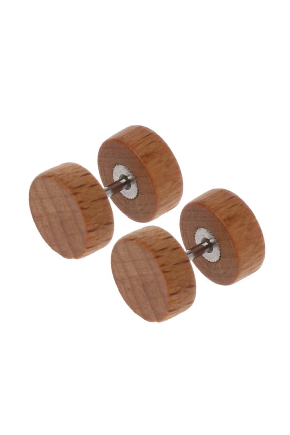 Natural Wood Screw Studs Earrings Fake Gauges Illusion Ear Piercing Plug Tunnel
