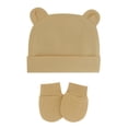 thumbnail image 1 of CANKER Newborn Baby Cotton Beanies Hospital Hat and Mittens Set Solid Warm Cap Gloves, 1 of 16