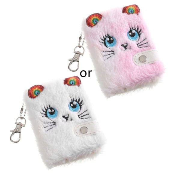 CANKER Pocket Plush Notebook Notepad with Keychain Ideal for Girl Women Writing Drawing