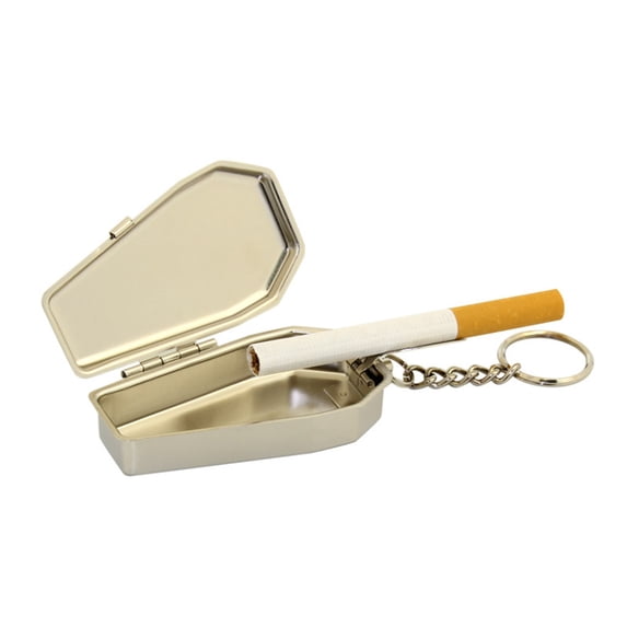 CANKER Tinplate Coffin Shape Pocket Ashtray Portable Ash Tray with Lids Smoking Ash Box