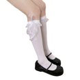 thumbnail image 1 of CANKER Women Girls Solid Color Calf-Length/Knee High Socks Japanese Lolita Kawaii Sweet Ribbon Bow Ruffles Lace Retro Stockings, 1 of 19