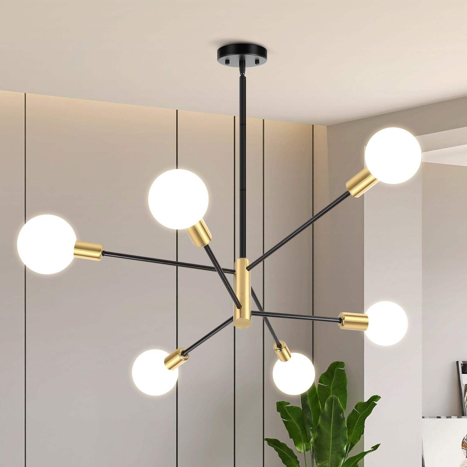 Black and Gold 6-Light Sputnik Chandelier