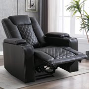 CANMOV Flannelette Upholstery Metal Frame Rocker Recliner with 2 Cup Holders